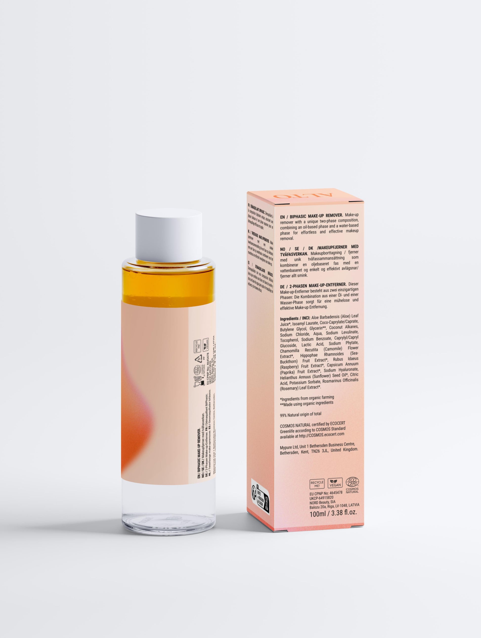 Kaksivaiheinen meikinpoistoaine, hajusteeton